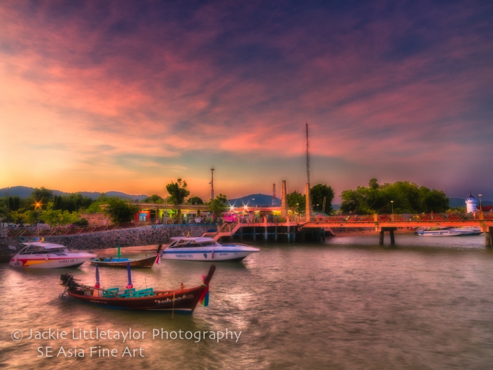 Chalong Beach Pavillion Pier evening sunset  Thailand 