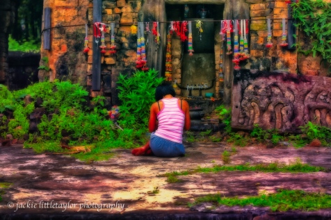 young Thai woman praying Prasat Ban Prasat Issan Village Life i
