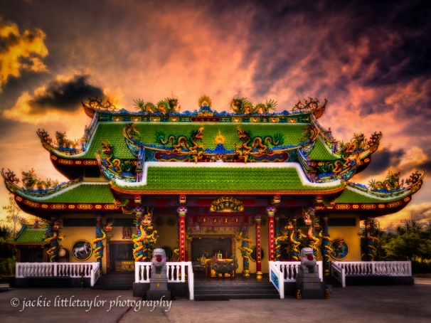 Guanau-Nabon Chinese Shrine sunset Phuket Thailand