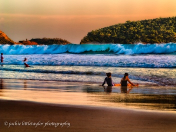 will the wave rich the girls sunset on the beach Nai harn